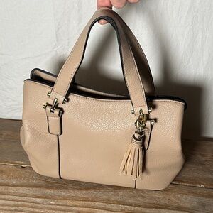 Bueno Beige Satchel with Tassel Charm